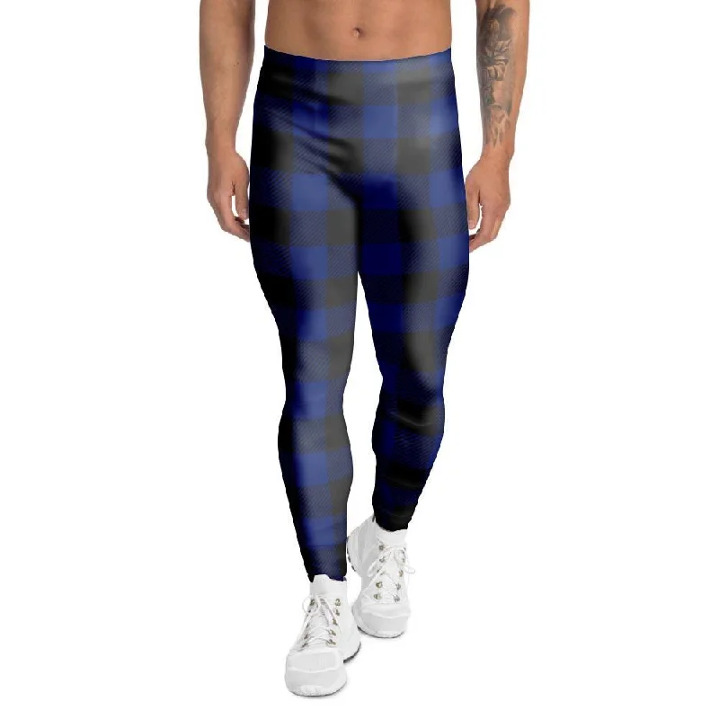 Blue Buffalo Plaid Men's Leggings