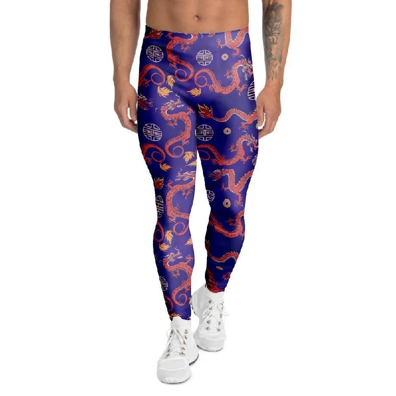 Blue Chinese Dragon Men's Leggings