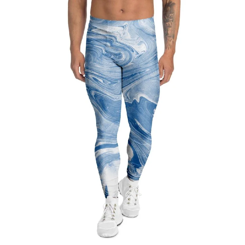 Blue Liquid Marble Men's Leggings