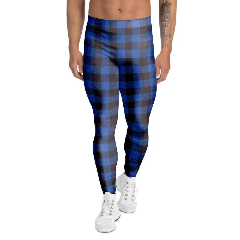 Blue Plaid Men's Leggings