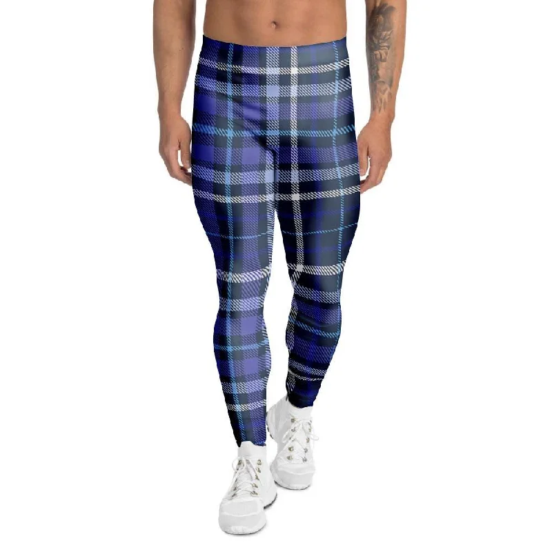 Blue Plaid Tartan Men's Leggings