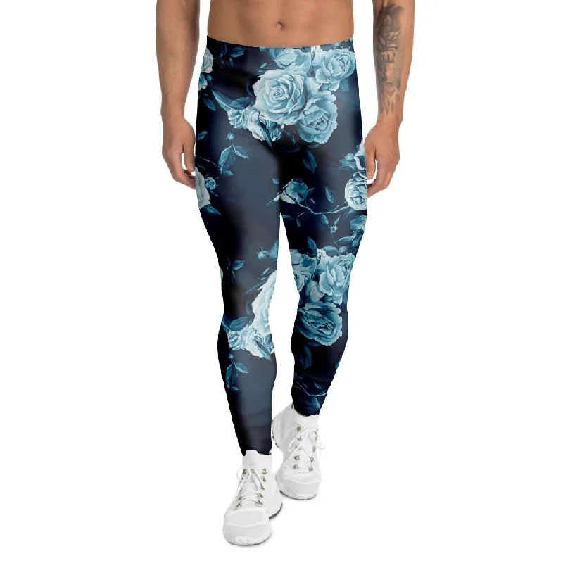 Blue Rose Floral Men's Leggings