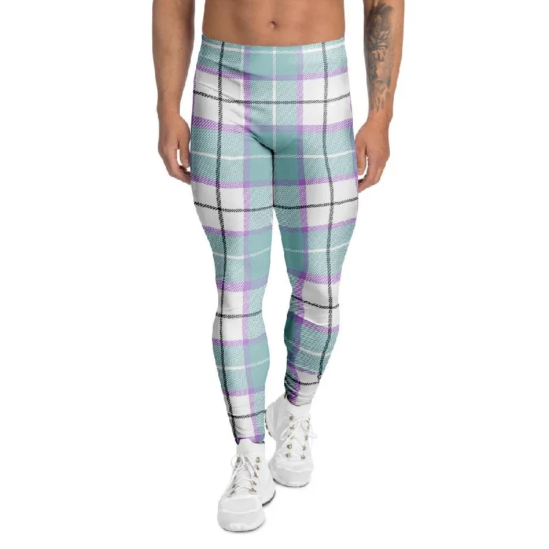 Blue Tartan Plaid Men's Leggings