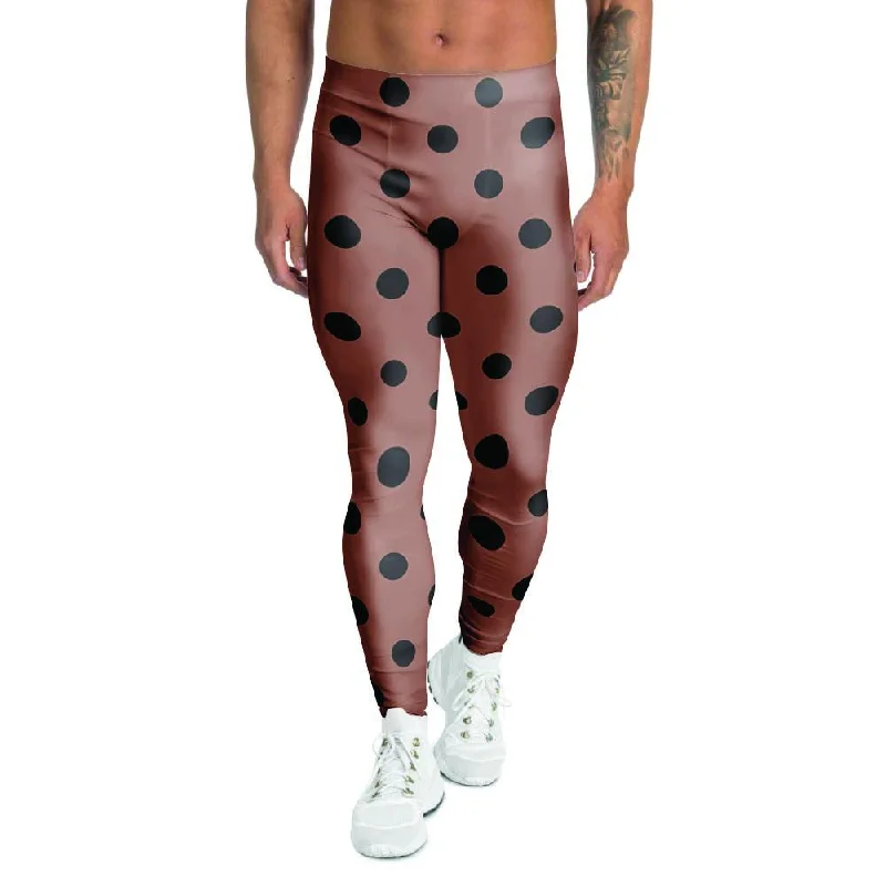 Brown And Black Polka Dot Men's Leggings