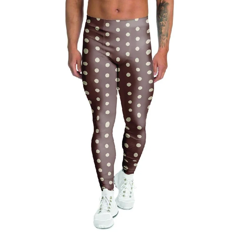 Brown Tiny Polka Dot Men's Leggings