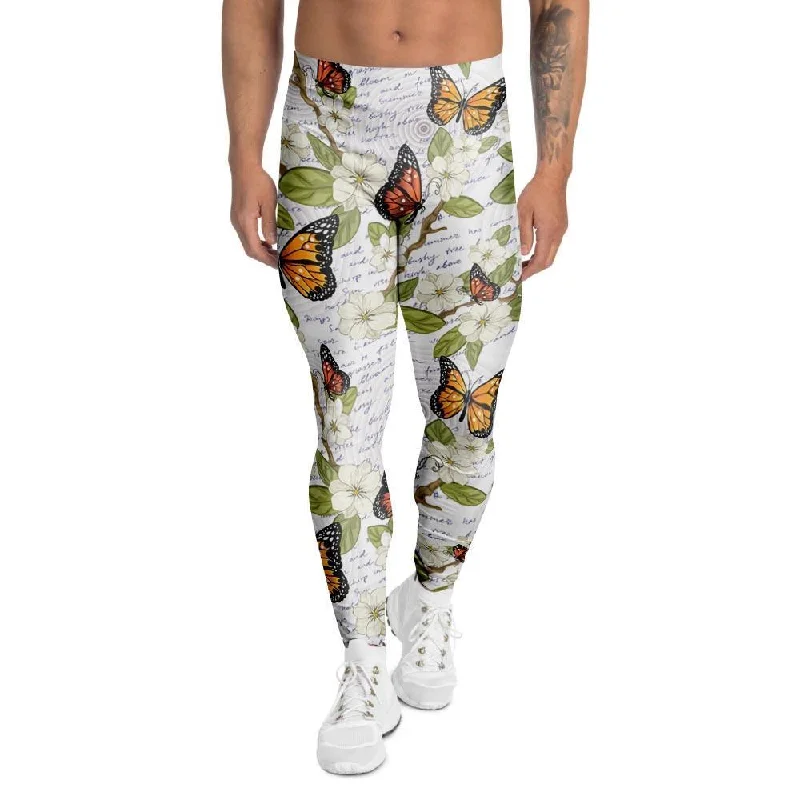 Butterfly Floral Print Men's Leggings