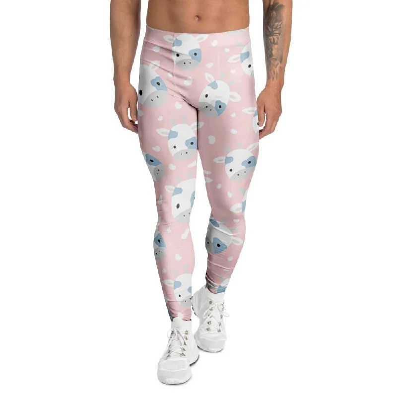 Cartoon Cow Print Men's Leggings