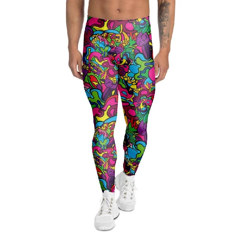 Cat Hippie Psychedelic Men's Leggings