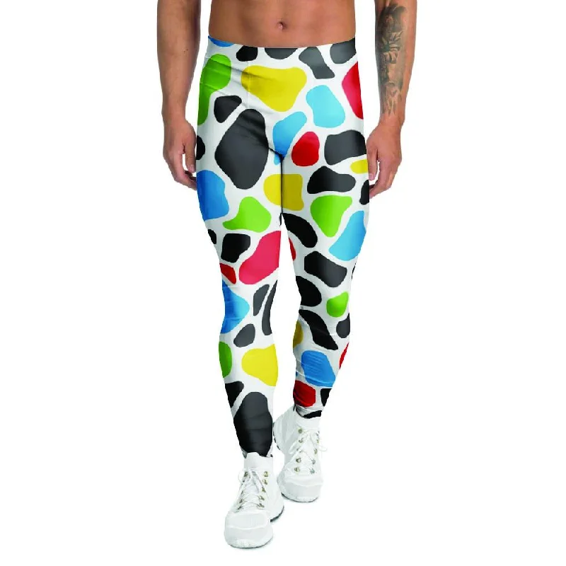 Colorful Cow Print Men's Leggings