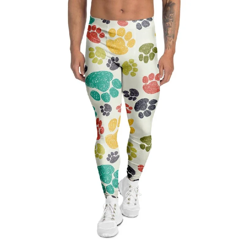 Colorful Doodle Paw Men's Leggings