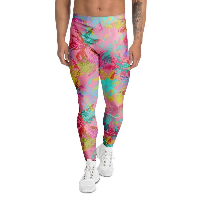 Colorful Palm Tree Hawaiian Print Men's Leggings