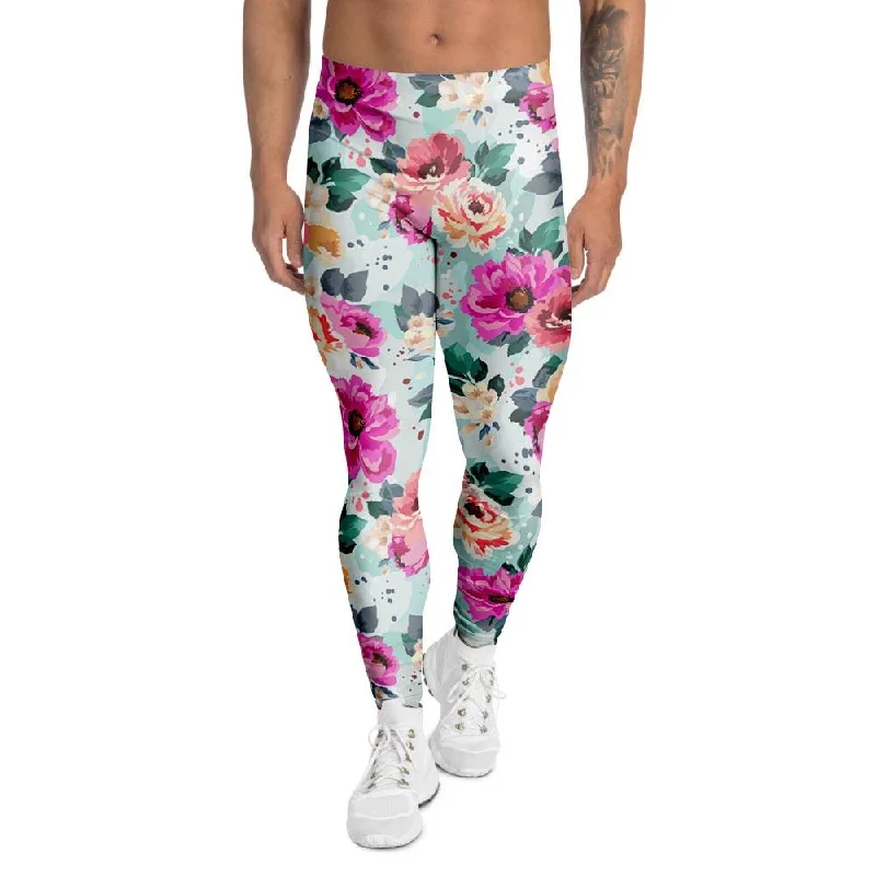 Colorful Rose Floral Men's Leggings