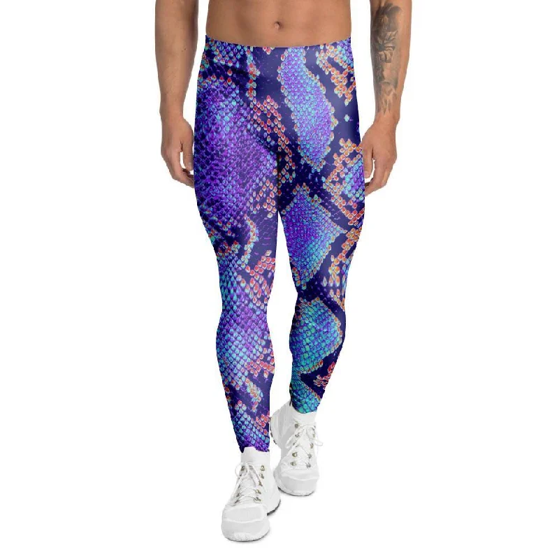 Colorful Snakeskin Print Men's Leggings