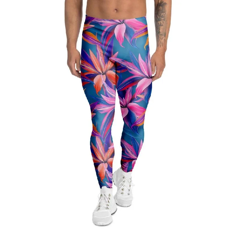 Cordyline Tropical Floral Print Men's Leggings