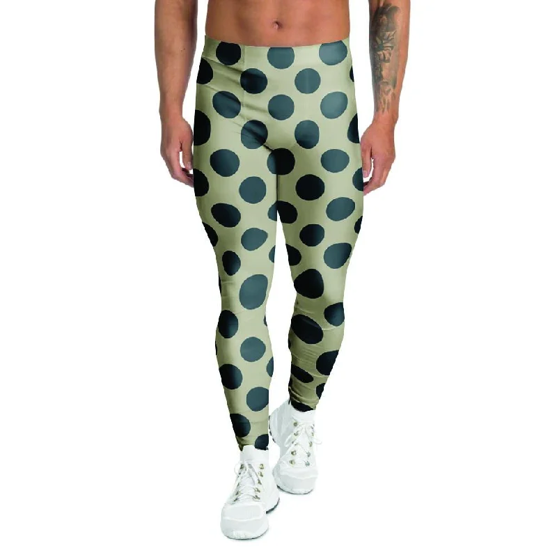 Cream And Black Polka Dot Men's Leggings