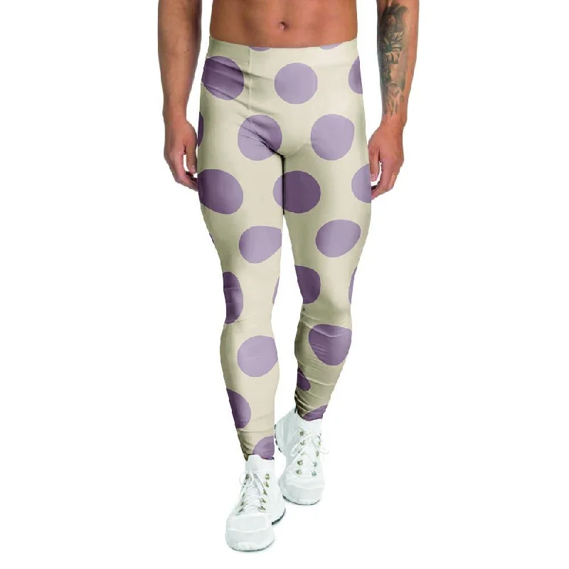 Cream And Brown Polka Dot Men's Leggings