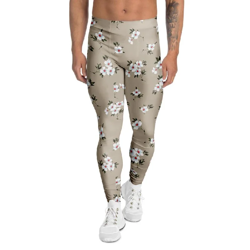 Cute Floral Flower Print Men's Leggings