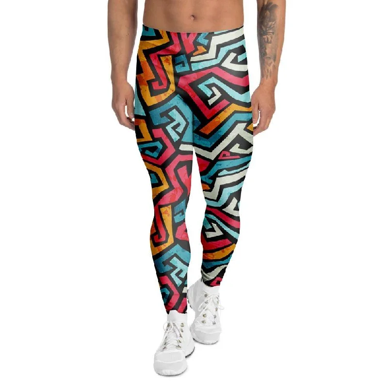 Geometric Graffiti Psychedelic Men's Leggings