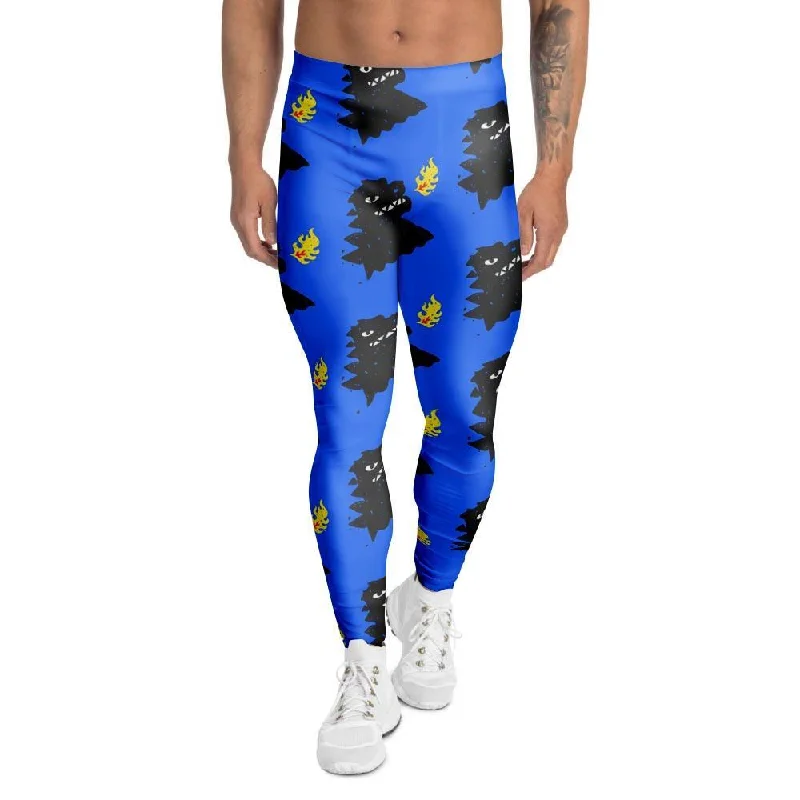 Godzilla Japanese Pattern Print Men's Leggings