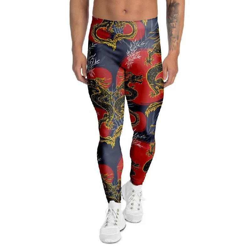 Janpanese Dragon Print Men's Leggings