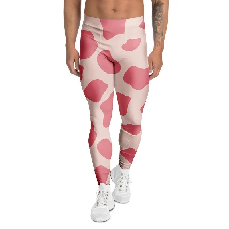 Light Pink Cow Print Men's Leggings