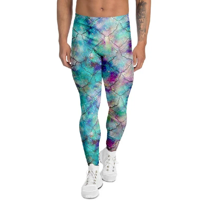 Mermaid Galaxy Print Men's Leggings