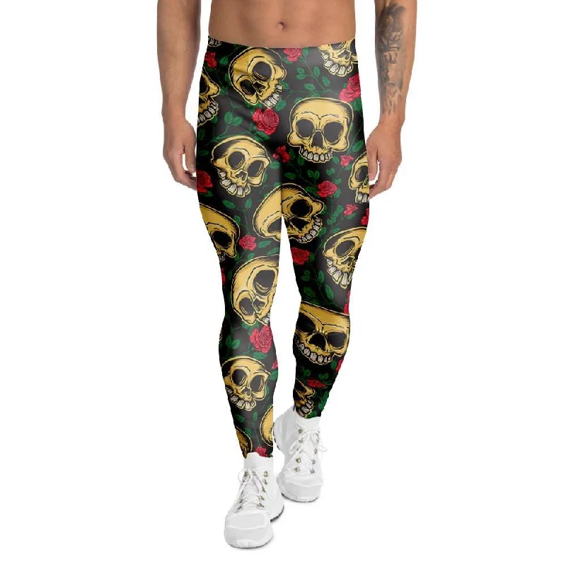 Mexican Rose Skull Men's Leggings