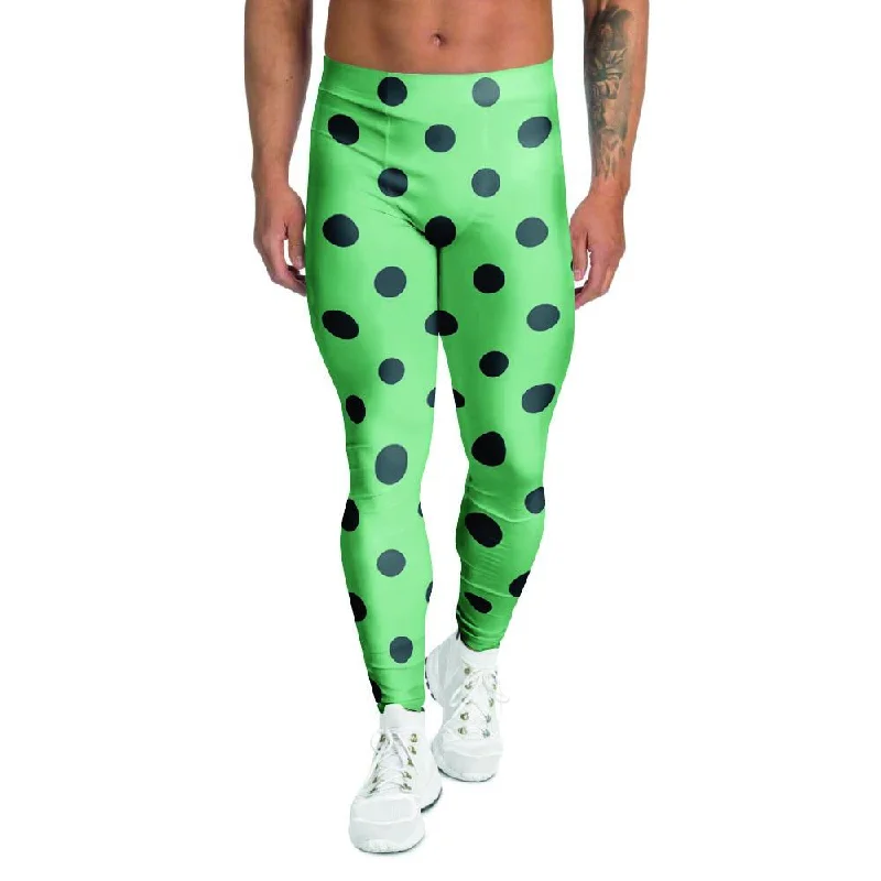 Mint And Green Polka Dot Men's Leggings