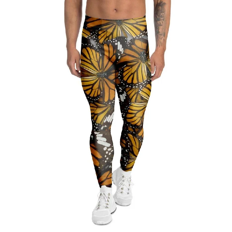 Monarch Butterfly Pattern Print Men's Leggings