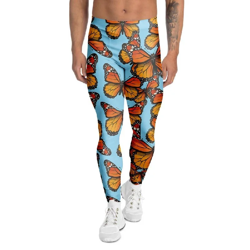 Monarch Butterfly Print Men's Leggings