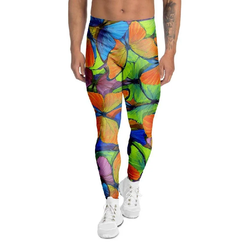 Multicolor Butterfly Print Men's Leggings