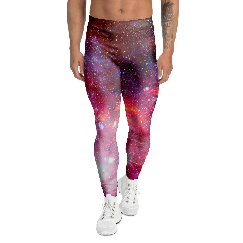 Nebula Red Galaxy Space Men's Leggings