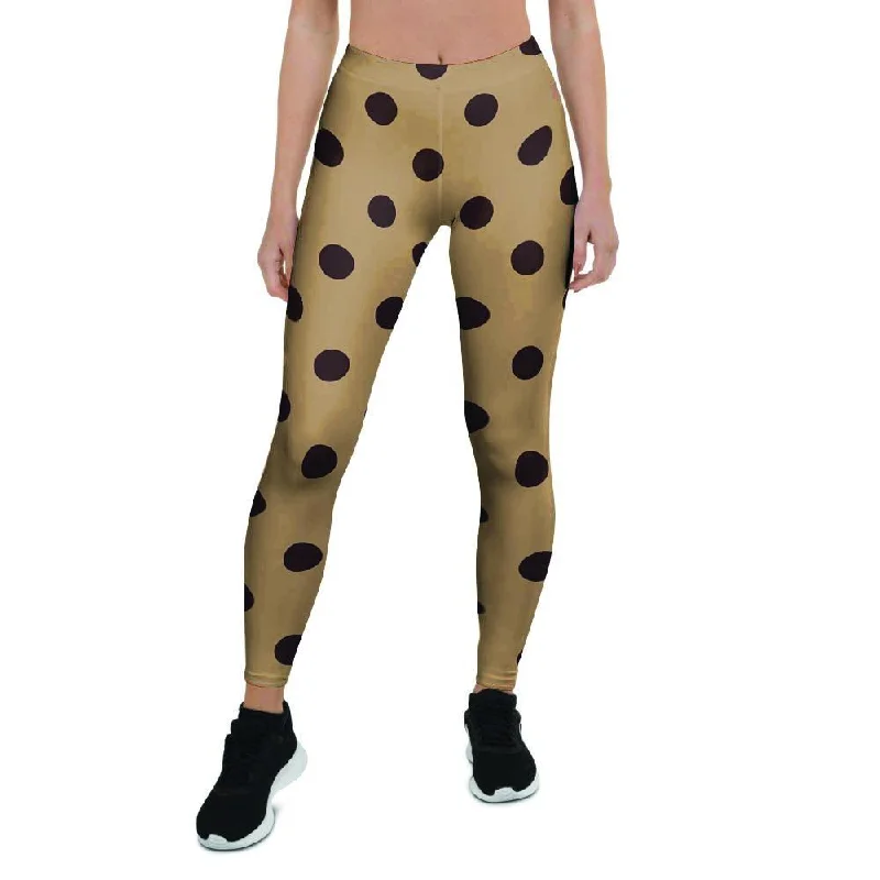 Tan And Black Tiny Polka Dot Women's Leggings