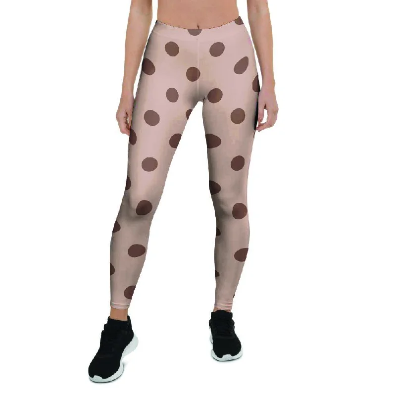 Tan And Brown Polka Dot Women's Leggings