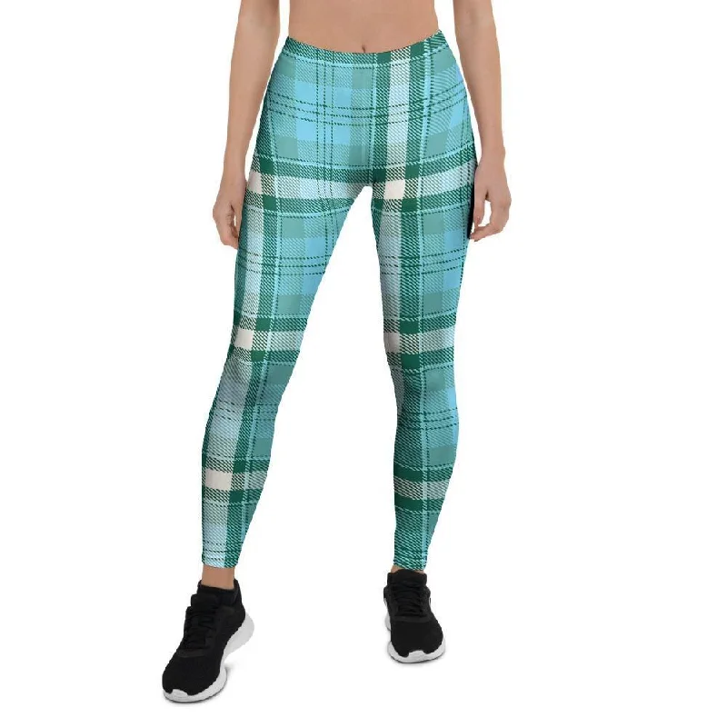 Tartan Aqua Blue Plaid Women's Leggings