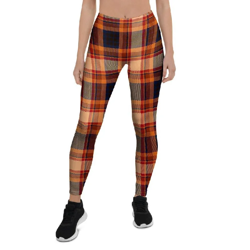 Tartan Brown Plaid Women's Leggings