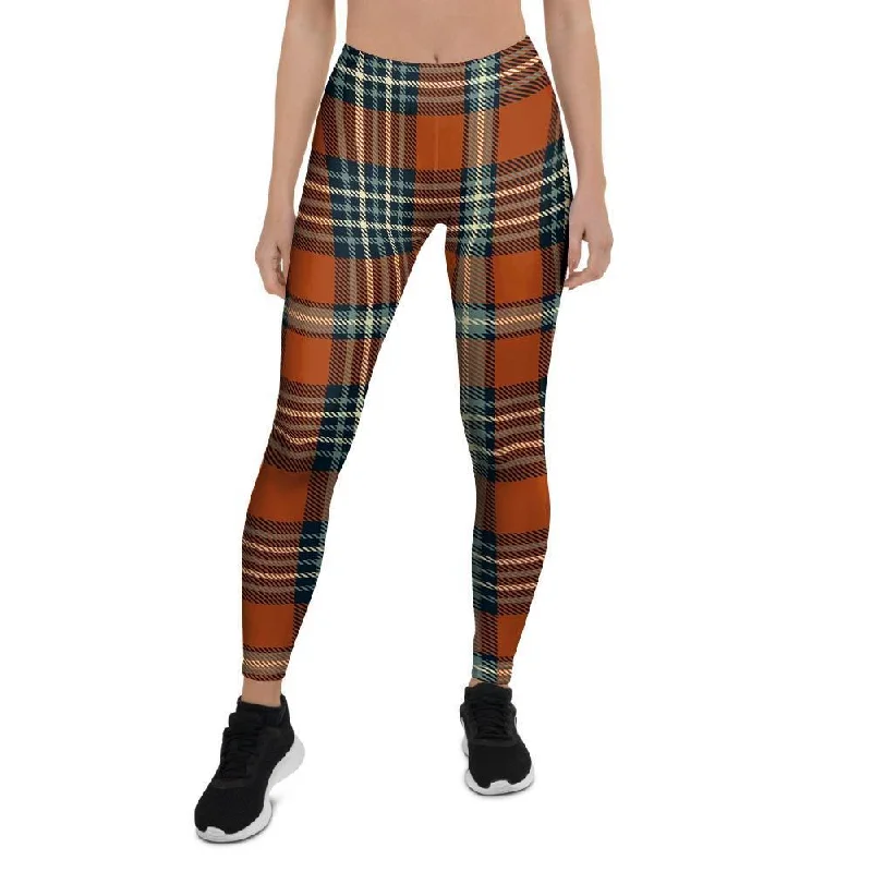 Tartan Orange Plaid Women's Leggings