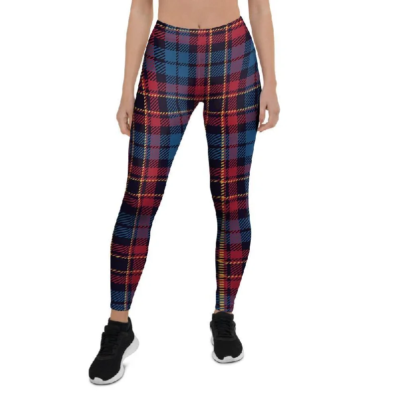 Tartan Red And Blue Plaid Women's Leggings