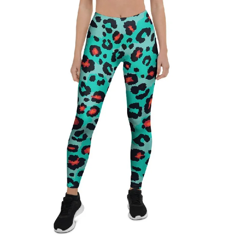 Teal Leopard Women's Leggings