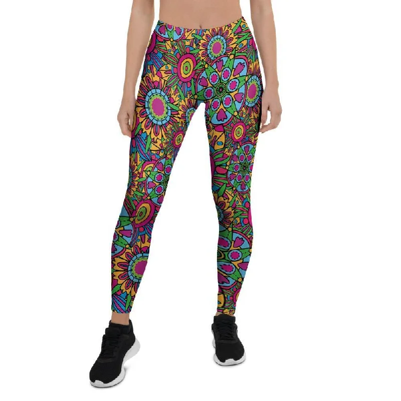 Trippy Psychedelic Floral Women's Leggings