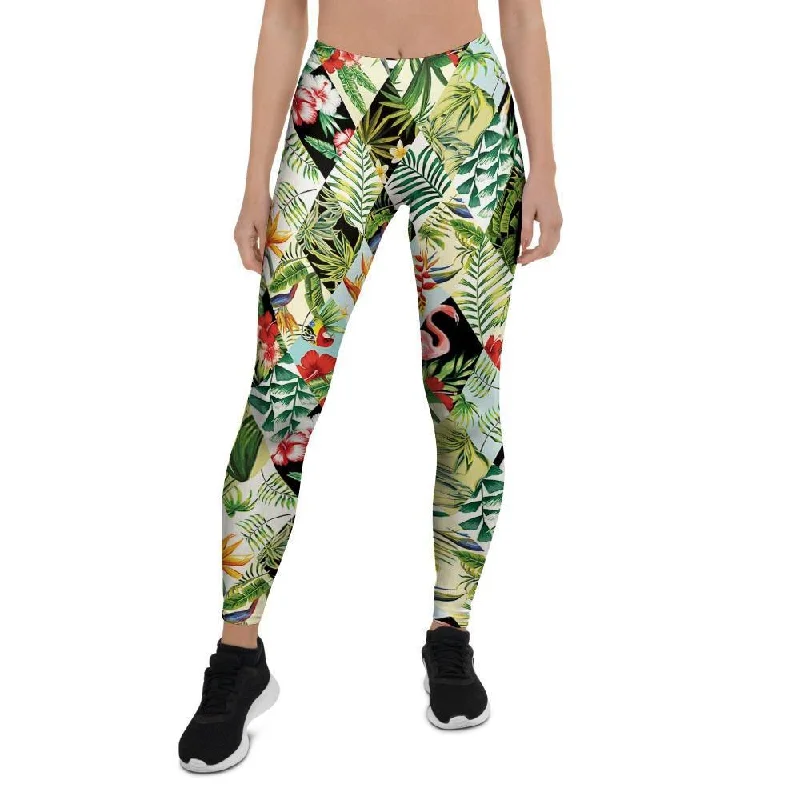 Tropical Bird Patchwork Print Women's Leggings