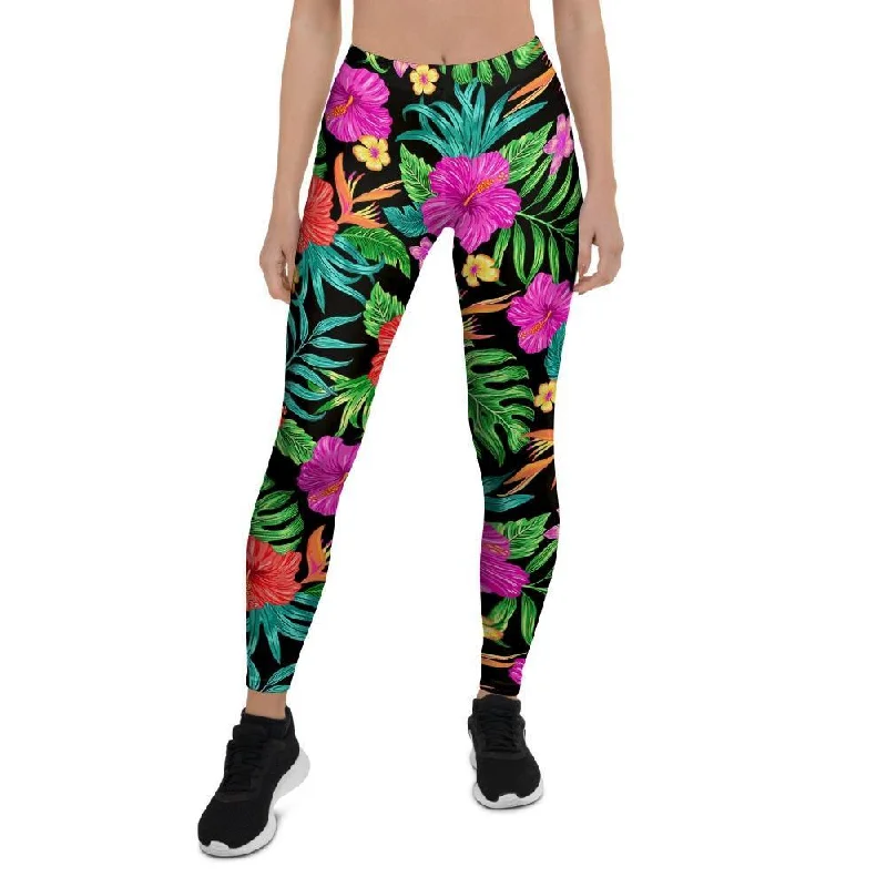 Tropical Hibiscus Floral Hawaiian Print Women's Leggings