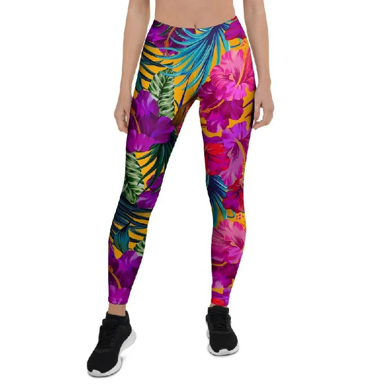 Tropical Hibiscus Flower Hawaiian Print Women's Leggings