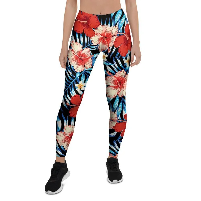 Tropical Hibiscus Flower Print Women's Leggings