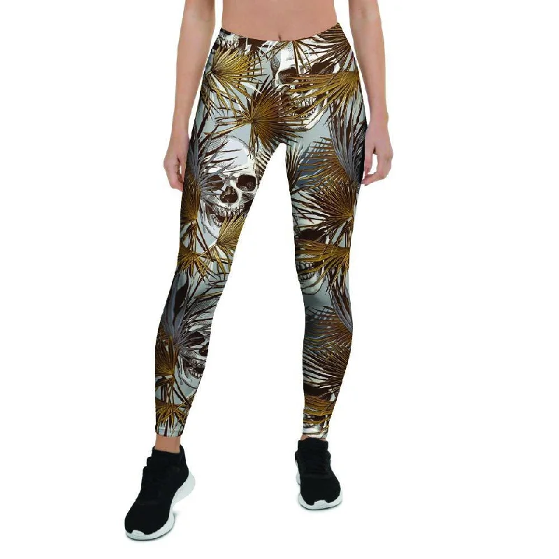 Tropical Leaf Skull Women's Leggings