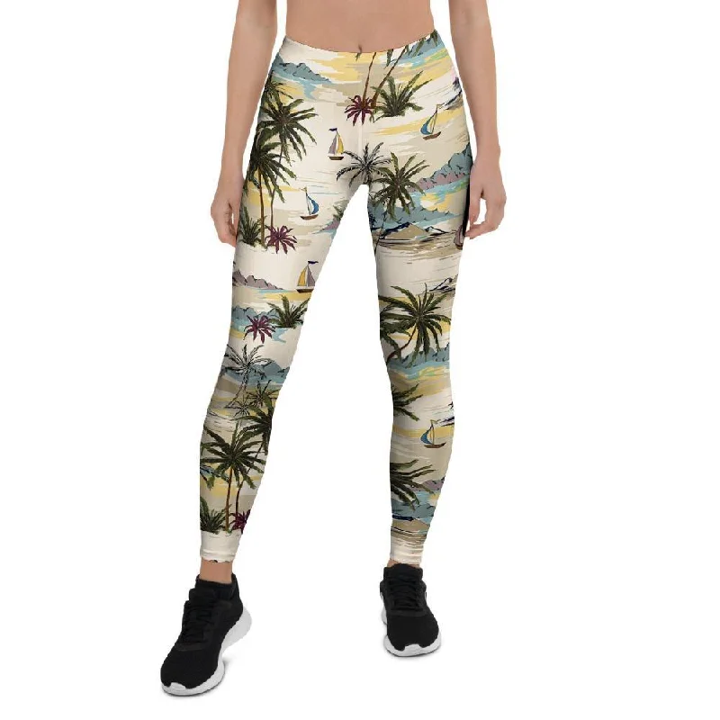 Tropical Palm Lead Island Print Women's Leggings