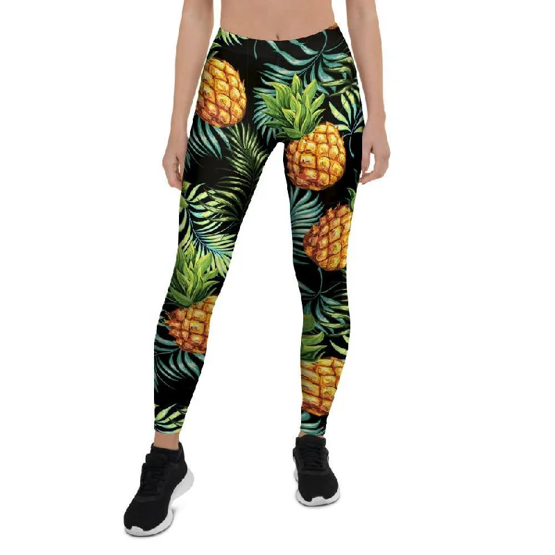 Tropical Palm Leaf Pineapple Print Women's Leggings