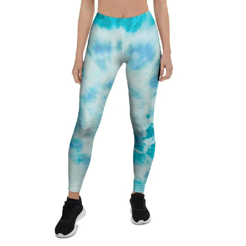 Turquoise Tie Dye Women's Leggings