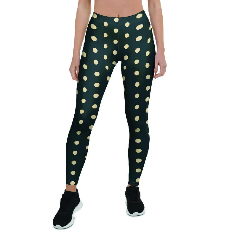 Vintage Black Tiny Polka Dot Women's Leggings