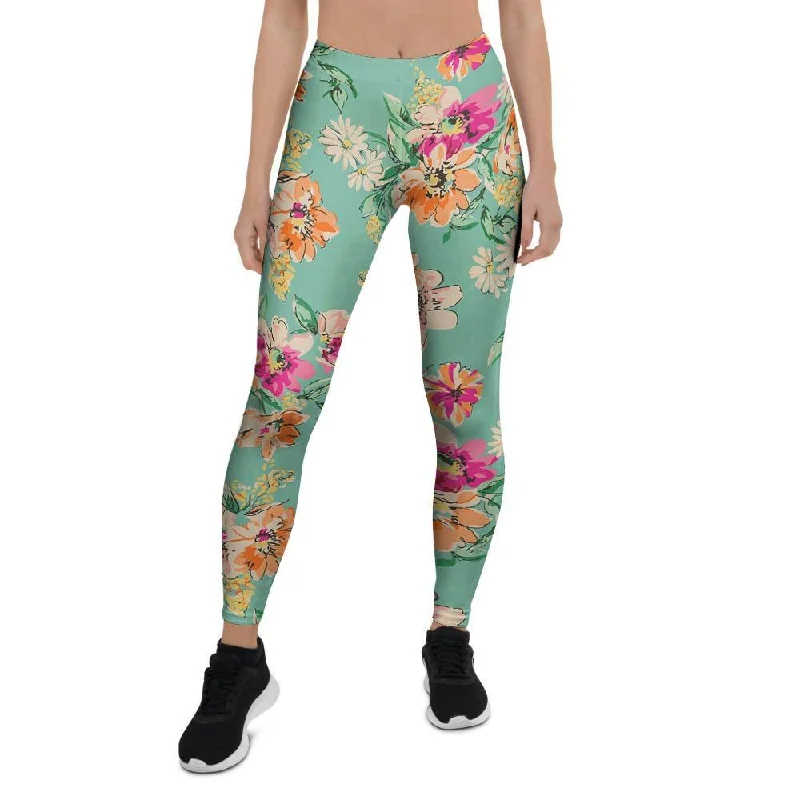 Vintage Pastel Floral Print Women's Leggings